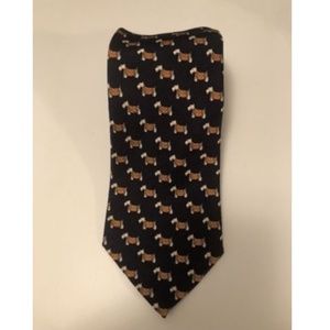 J Crew Striped Blue Terrier Dog Silk Neck Tie